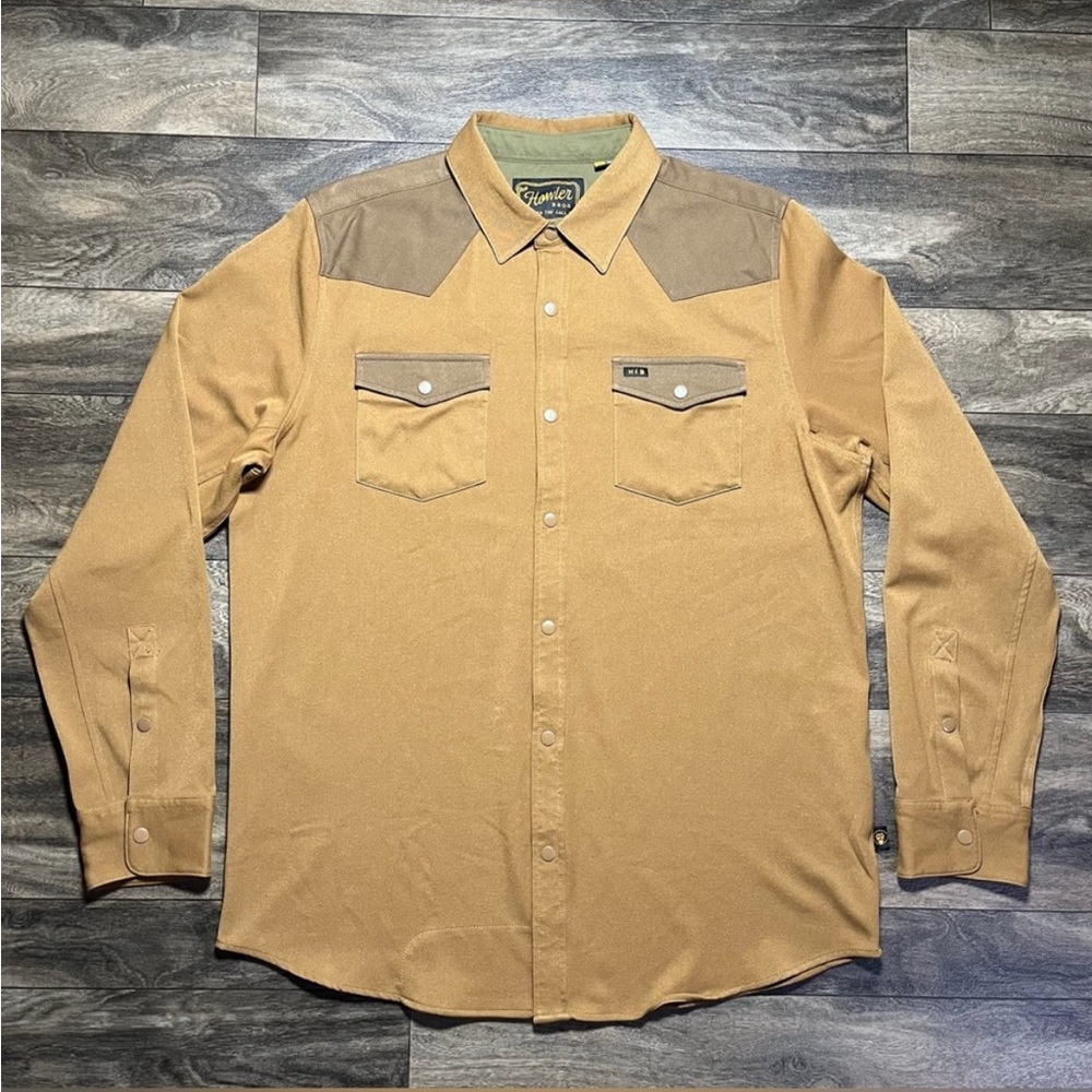 Howler Brothers Two-Tone Tan and Brown Western Shirt